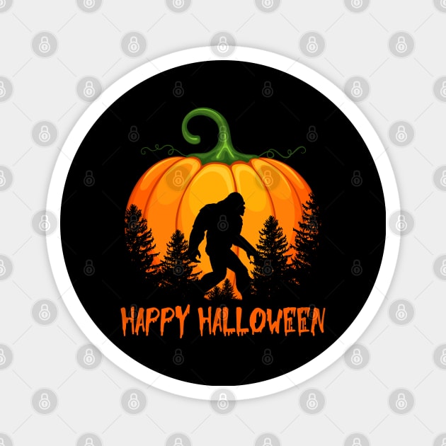 Vintage Bigfoot Pumpkin Halloween Magnet by az_Designs